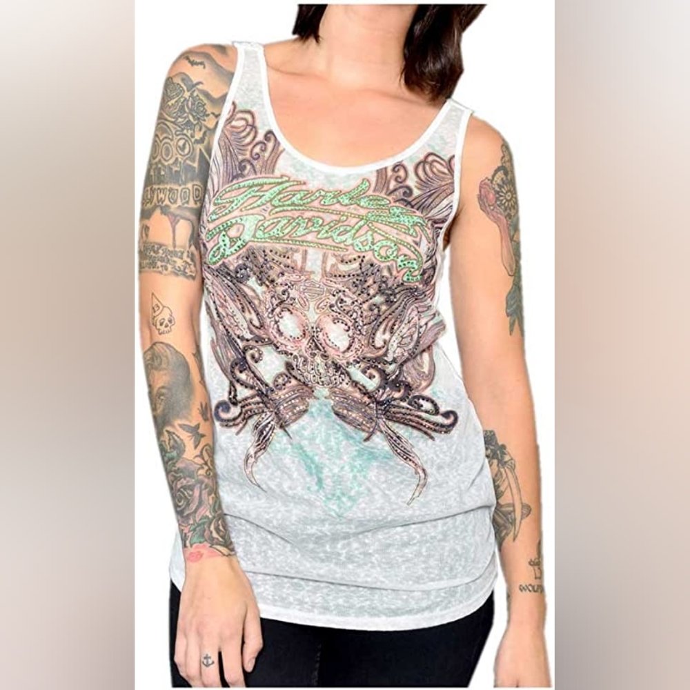 NWT, Harley-Davidson Flowery Flowers Embellished Tank